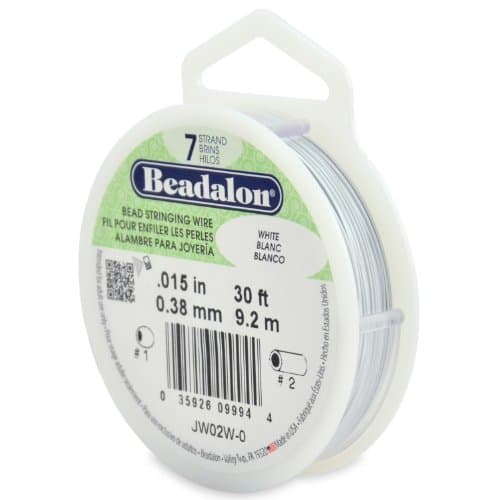Beadalon Bead Stringing Wire, Stainless Steel, White, .15 in / 0.38 mm