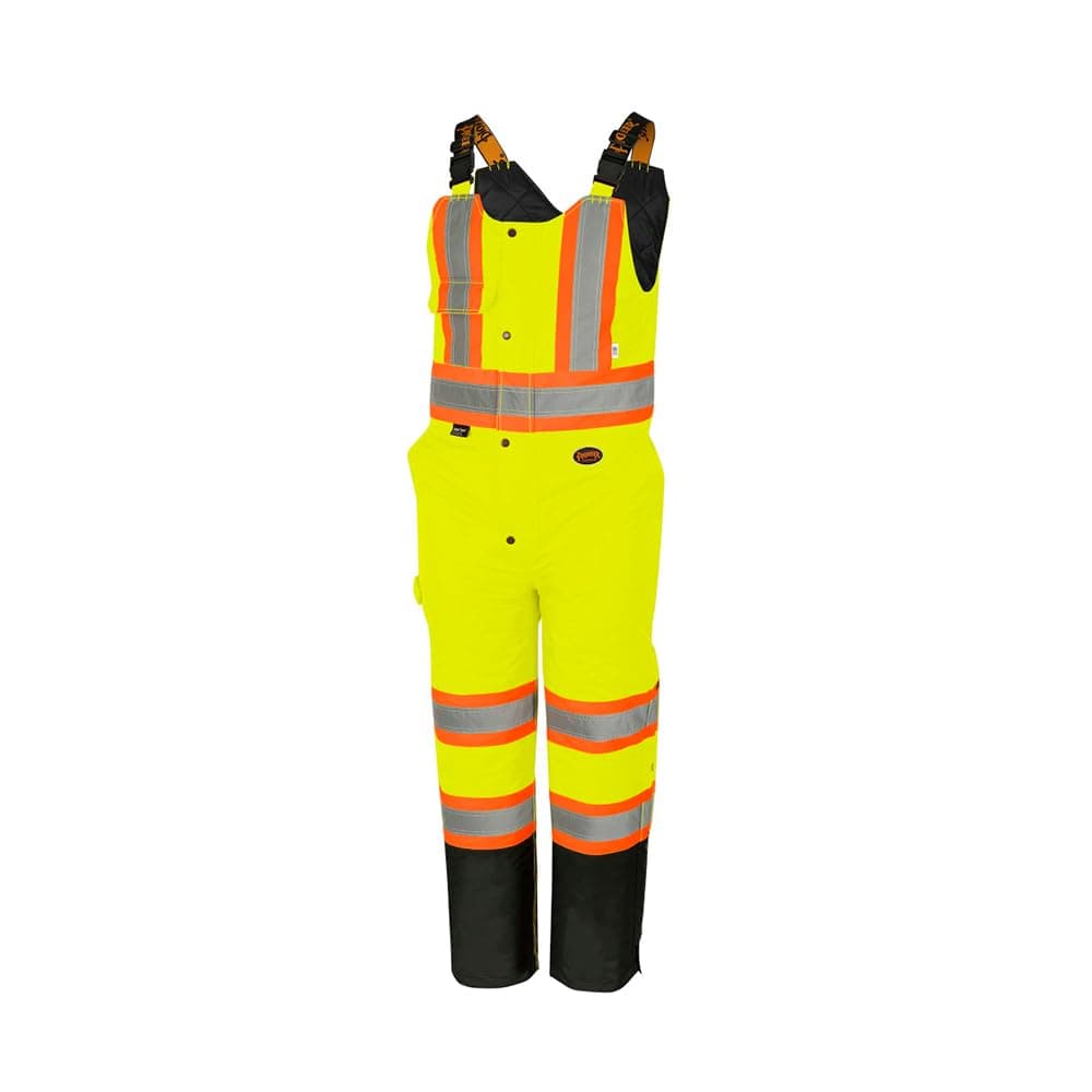 Pioneer Hi Vis Waterproof Bib Pants For Men & Women - Insulated Safety Rain Overalls - For Construction Work - Reflective