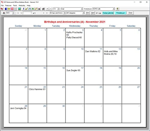 EZ Home and Office Address Book Software