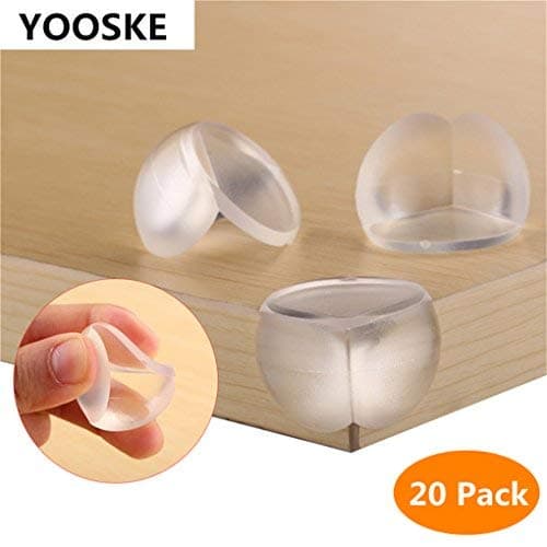 Baby Proofing Corner Protector Table Edge Corner Guards Protectors Clear YOOSKE Round L Child Proof Safety Kit Cover Corner Cushion for Kids Desk Shower Kitchen Fireplace Countertop Furniture Set (20)