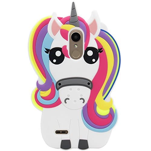 LG K10 2018 Unicorn Horse Case,LG K30 Case,Cute Cool 3D Unicorn Horse Rainbow Soft Silicone Phone Case Rubber Gel Back Cover Protection Skin for LG K30/K10 2018 ZX (Rainbow Horse - White)