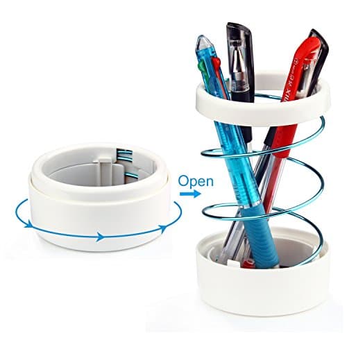 Mopao Creative Hollow Ladder Rotation Design Plating Spring Pen and Pencil Holder Cup for Desk, Office Supplies