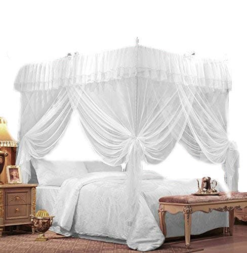 IFELES 4 Corners Bed Canopy Twin Full Queen King Mosquito Net (Twin XL)