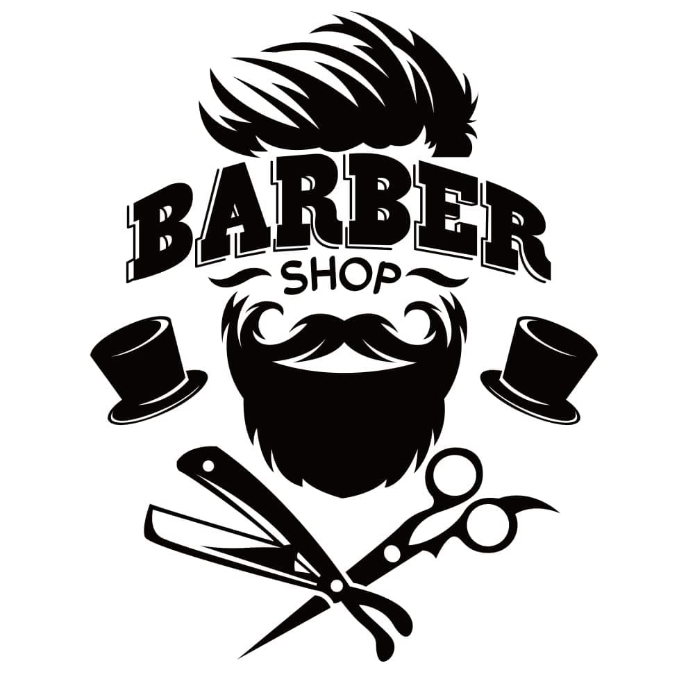 SUPERDANT Barber Shop Wall Sticker Black and White Hairdressing Theme Vinyl Wall Decor Barber Shop Decal Wallpaper Art Stickers for Home Bedroom Living Room Barber Shop Decorations 23.2x13.7in