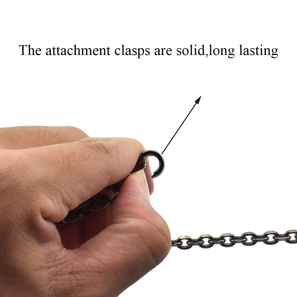 HAHIYO Mini Pochette Purse Chain Strap Thin Wide 6mm for LV Length 15.7 Inches Thick 2mm Shiny Black for Handbag Wallet Clutch Comfortable Flat Metal Strap 1 Pack