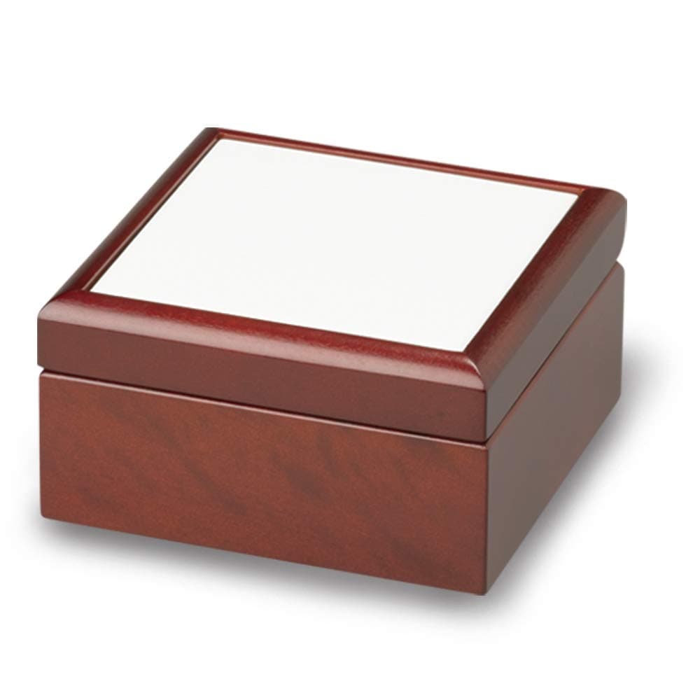 Dark Wood Jewelry Box w/ 4 1/4’’ Ceramic Tile Coated for Sublimation