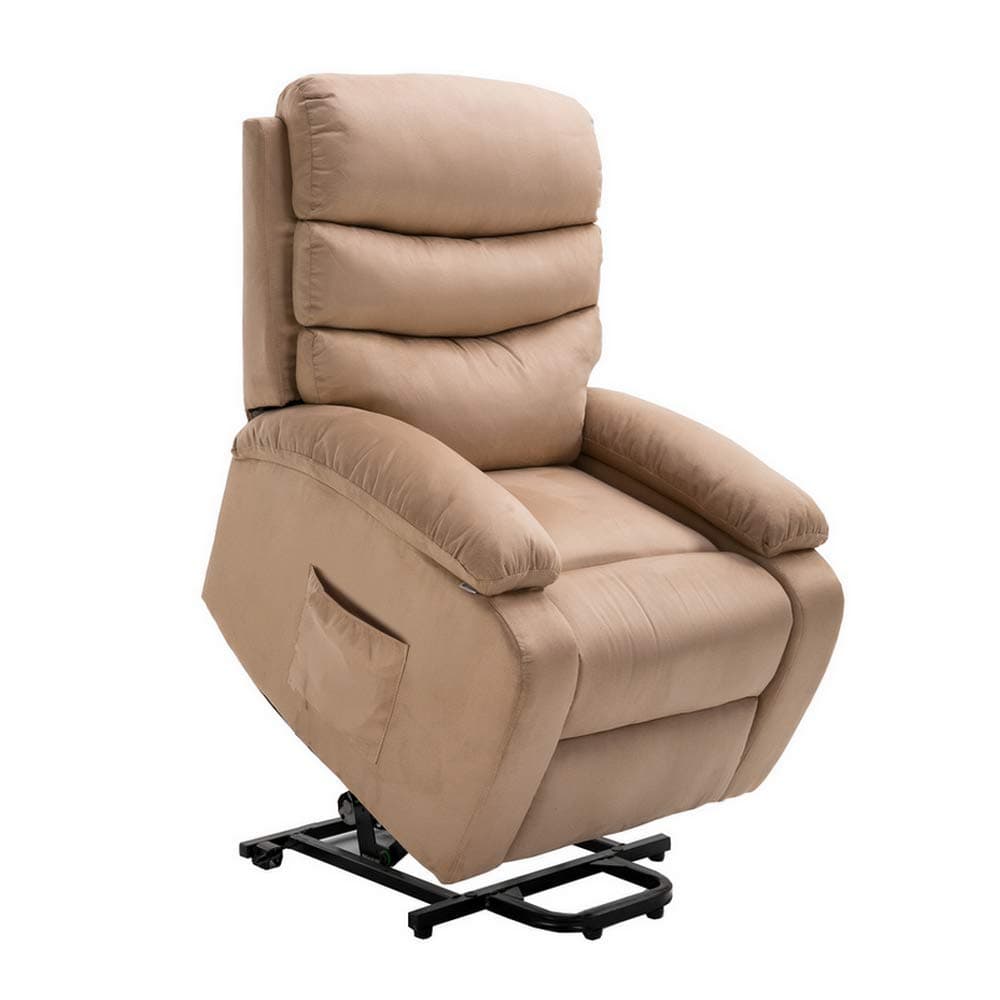 Microfibre Power Lift Electric Recliner Chair w/Massage, Heat (Taupe)