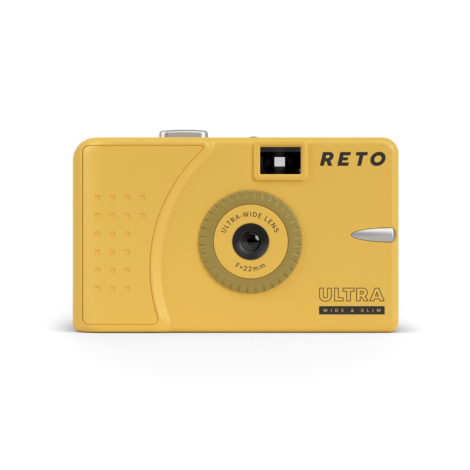 RETO Ultra Wide and Slim 35mm Reusable Daylight Film Camera - 22mm Wide Lens, Focus Free, Light Weight, Easy to Use (Muddy Yellow)
