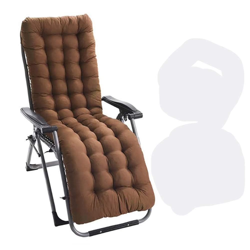 Patio Chaise Lounger Cushion, Indoor/Outdoor Chaise Lounger Cushions Rocking Chair Sofa Cushion with 6 Ties,Thick Padded Chaise Lounger Swing Bench Cushion,61Inch (Coffee)