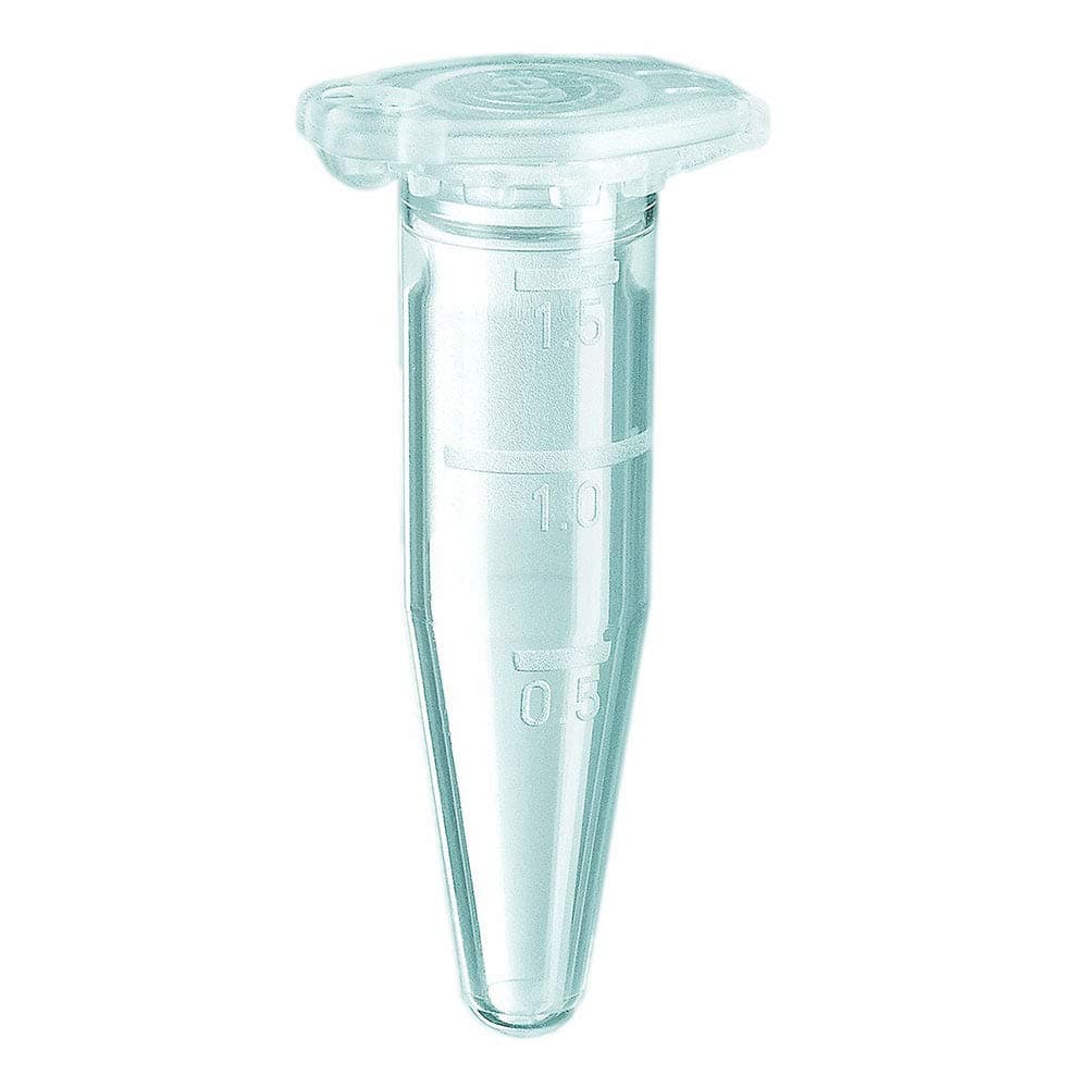 022363204 Polypropylene Safe-Lock Graduated Microcentrifuge Tube, 1.5mL Capacity, Clear (Case of 500 Tubes)