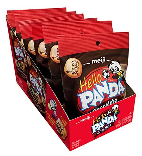 MeijiHello Panda Cookies, Chocolate Crème Filled - 2.2 oz, Pack of 6 - Bite Sized Cookies with Fun Panda Sports