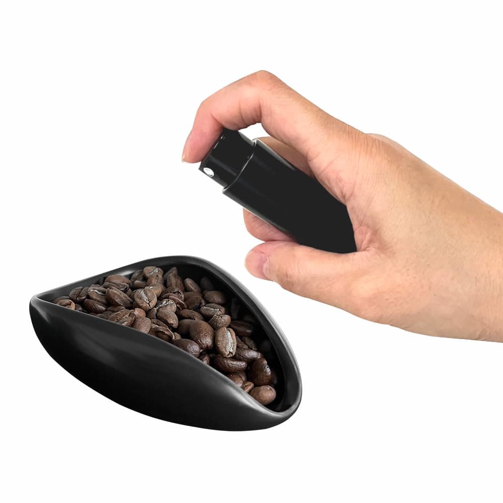 Ulirds Coffee Bean Dosing Cup and 8ml Spray Bottle Kit For Espresso,Coffee Bar Accessories,Ceramic Single Dosing Tray For Coffee or Tea.Portable Spray For Reducing Coffee Power Static (B-Bright Black)