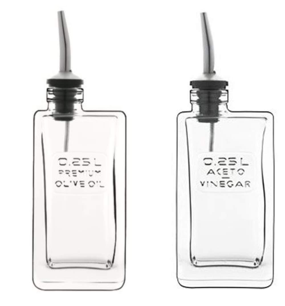 Luigi Bormioli Optima Olive Oil Bottle with Silicone & Stainless Steel Pourer - 8.5 Oz Dispenser for Oils, Vinegars & Liquid Seasonings, Glass Storage Accessory for Cooking & Serving