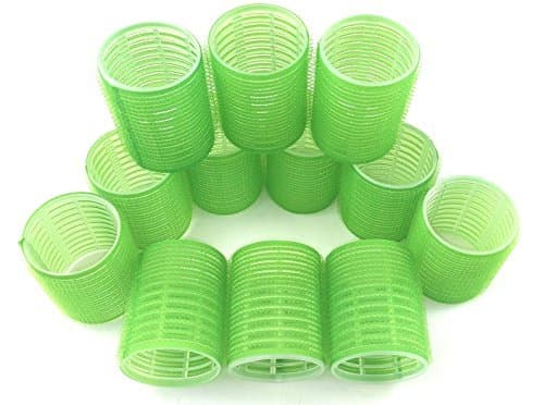 Jumbo Self Grip Holding Hair Curlers Rollers Grip Cling Nylon Plastic Sticky Curling Tools Pro Salon Hairdressing Curlers Or DIY Curly Hairstyle (Randomcolor Premium Styling 48mm/1.9" 12PCS)
