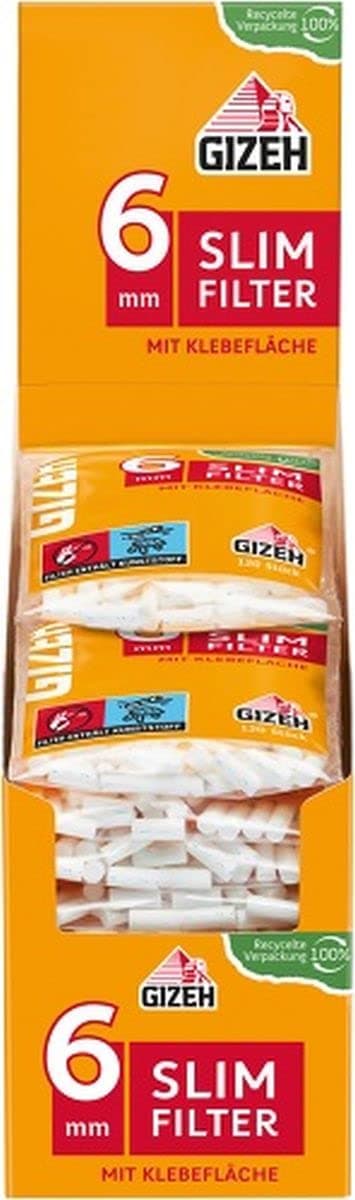 Gizeh 415925001 Slim Filter, Diameter 6 mm/Length 15 mm, 20 Bags of 120 Pieces.