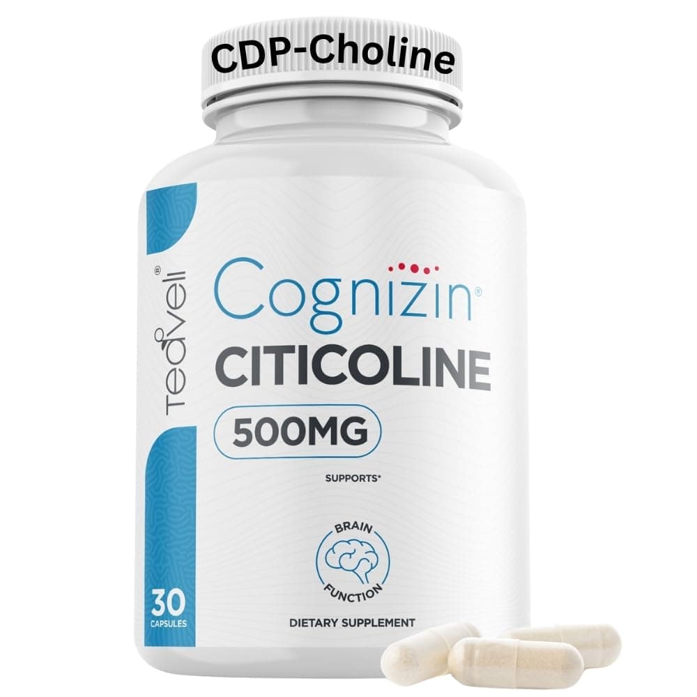 Teaveli Cognizin Citicoline- 500mg CDP Choline Capsules- Clinically Studied Brain Supplement to Support Clarity, Concentration and Memory – Most Bioavailable Form of Choline Supplements - 30 Servings