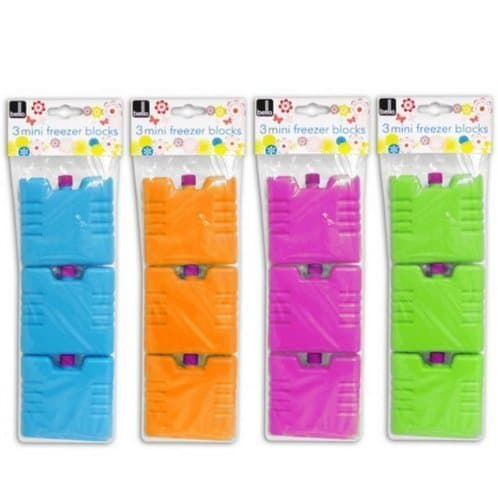 2 x Set of 3 Mini Ice Brick Pack Block Blocks Freezer Cooler Bag Box Travel Picnic (Assorted Colors)