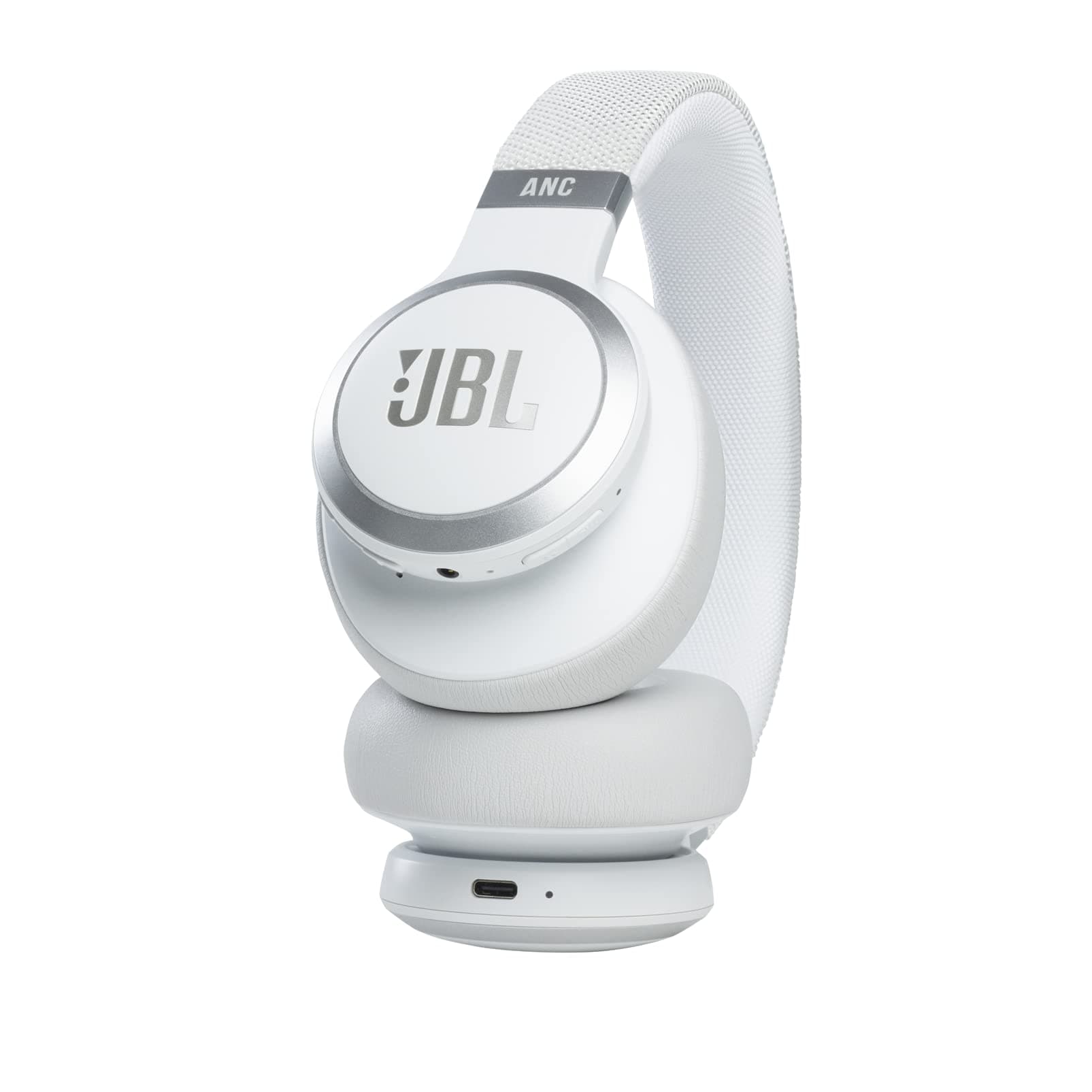 JBL Live 660 NC Wireless Over-Ear Bluetooth Headphones with Active Noise-Cancelling Technology, Up to 50 Hours Battery Life, White