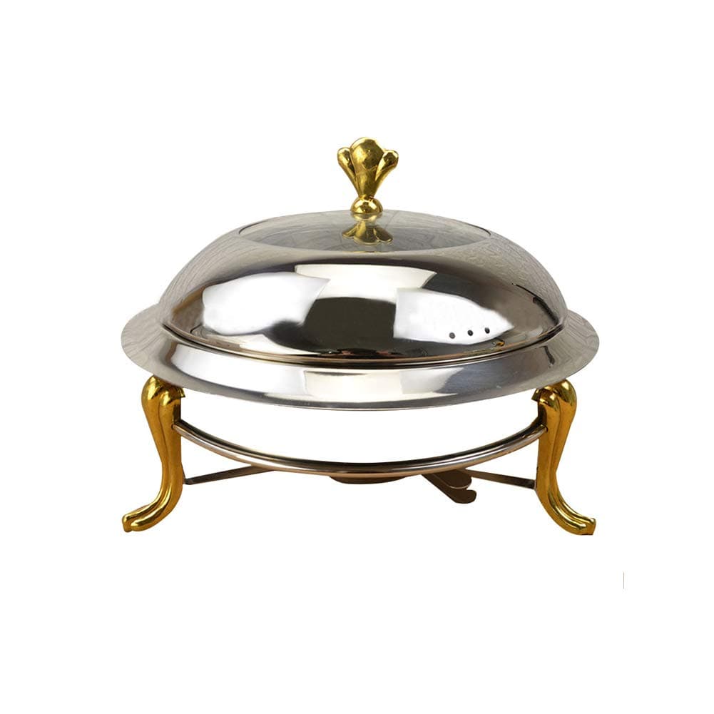Stainless Steel Chafing Dish Round Buffet Chafer with Lid and Chafing Fuel Holder 10 Inch for Warmer Tray Catering Buffet Kitchen Party Dining