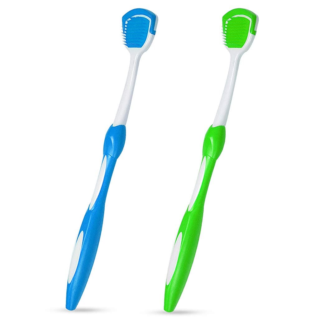 Tongue Brush, 2 Pcs Oral Tongue Cleaner Tool for Reduce Bad Breath and Maintain Mouth Health 2 Colors (Blue, Green)