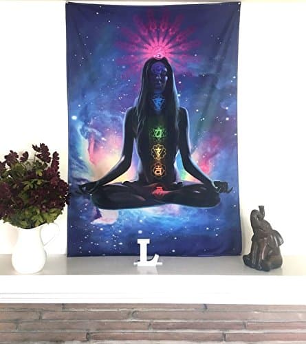 Yasirona Chakra Poster Wall Hanging Tapestry, 7 Chakras Zen Meditating Yoga Tapestry Wall Hanging for Bedroom Living-Room Yoga Studio, Enlightened Being