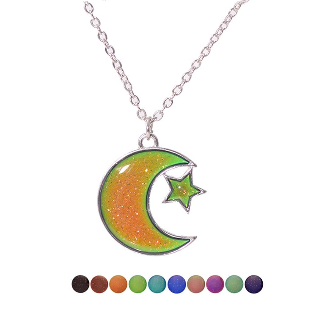 Temperature Sensing Color Changing Pendant Necklace Love Heart Butterfly Turtle Dolphin Moon Star Mood Necklace for Girl Women Gift