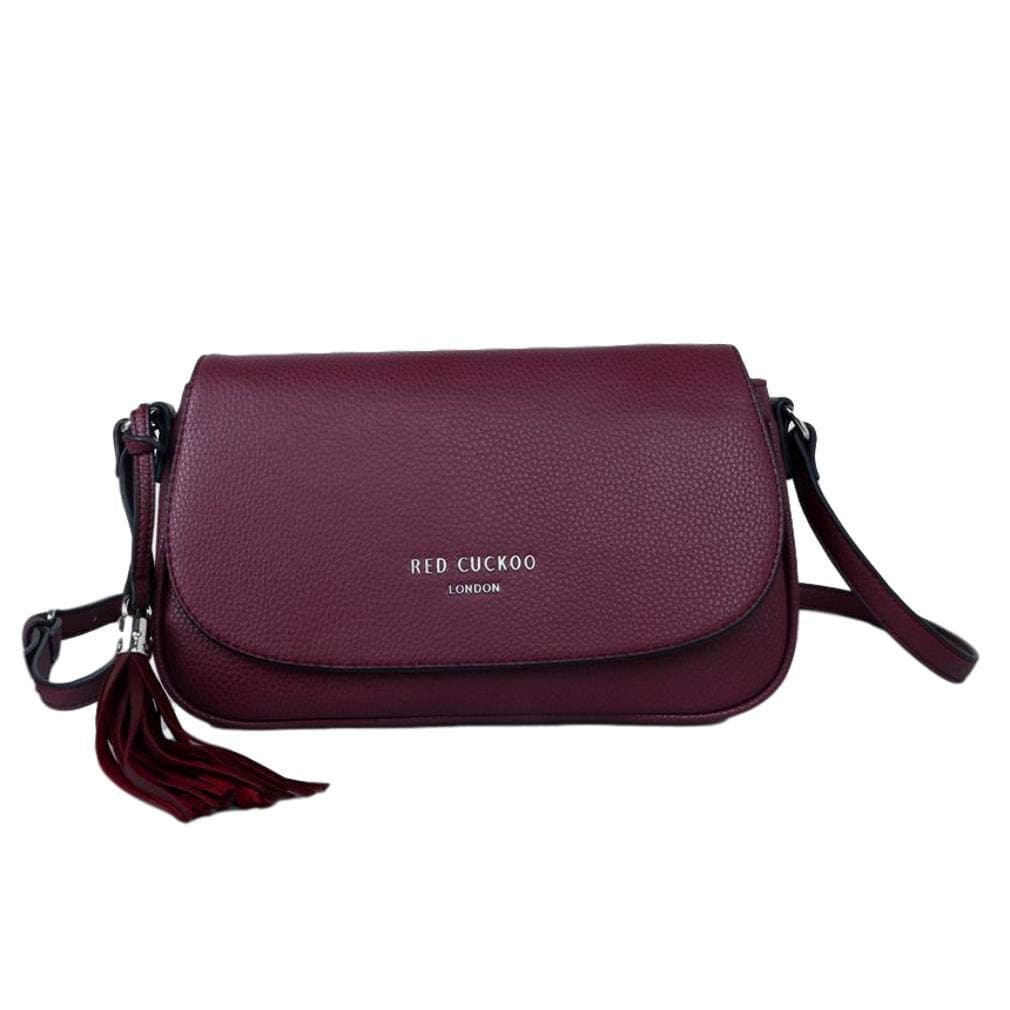 Crossbody Bag by Red Cuckoo Cross Across Body Shoulder Bag Ladies Faux Leather Designer Handbag (Burgundy)