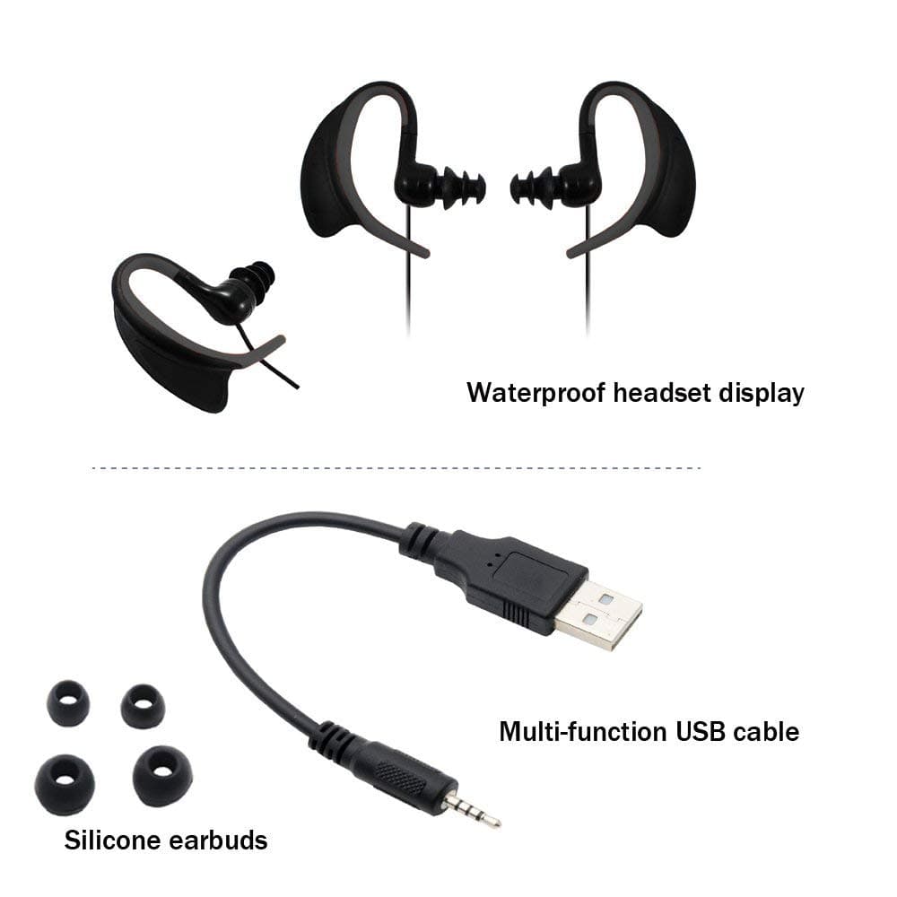 IPX8 waterproof MP3 music player, professional outdoor sports portable MP3, suitable for swimming and running and other sports (Black)