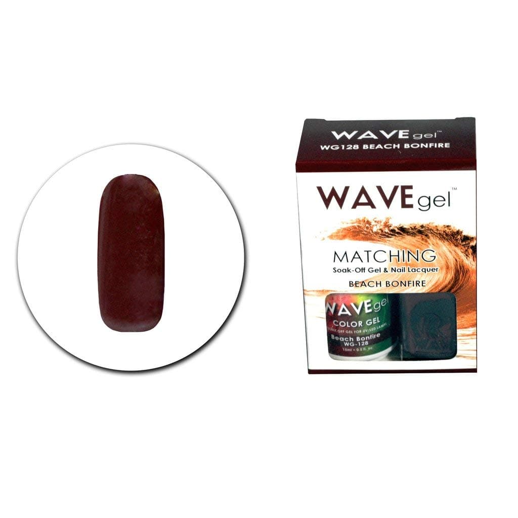 WAVEGEL Soak-0ff Gel & Nail Lacquer Matching Duo Set - Beach Bonfire - WG128-128 I 0.5 Oz