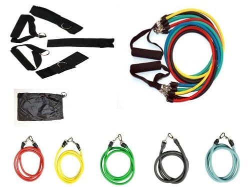 Bespolitan Abs Yoga Fitness Exercise Workout Kit with Set of 5 Resistance Bands (11-Piece)