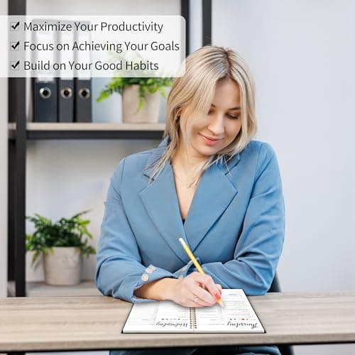 Work Planner,Daily & Weekly Spiral Planner with Hourly Schedules, To Do List, Tasks, Expense tracker, Undated 7 Days Planner Start Anytime, Flexible PVC Waterproof Cover, 10x7.3 inches