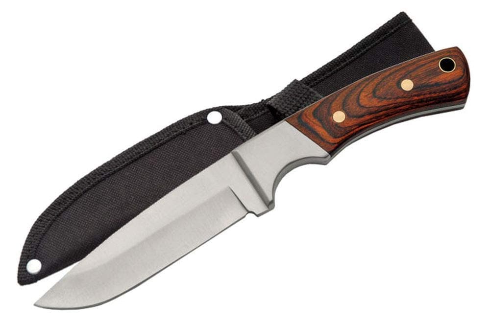 SZCO Full Tang Hunting Knife 9.5 Inch - Camping Knife with Brown Handle, Stainless Steel Blade - Pocket Knife for Hiking, Camping & Outdoor Uses - Knives for Men