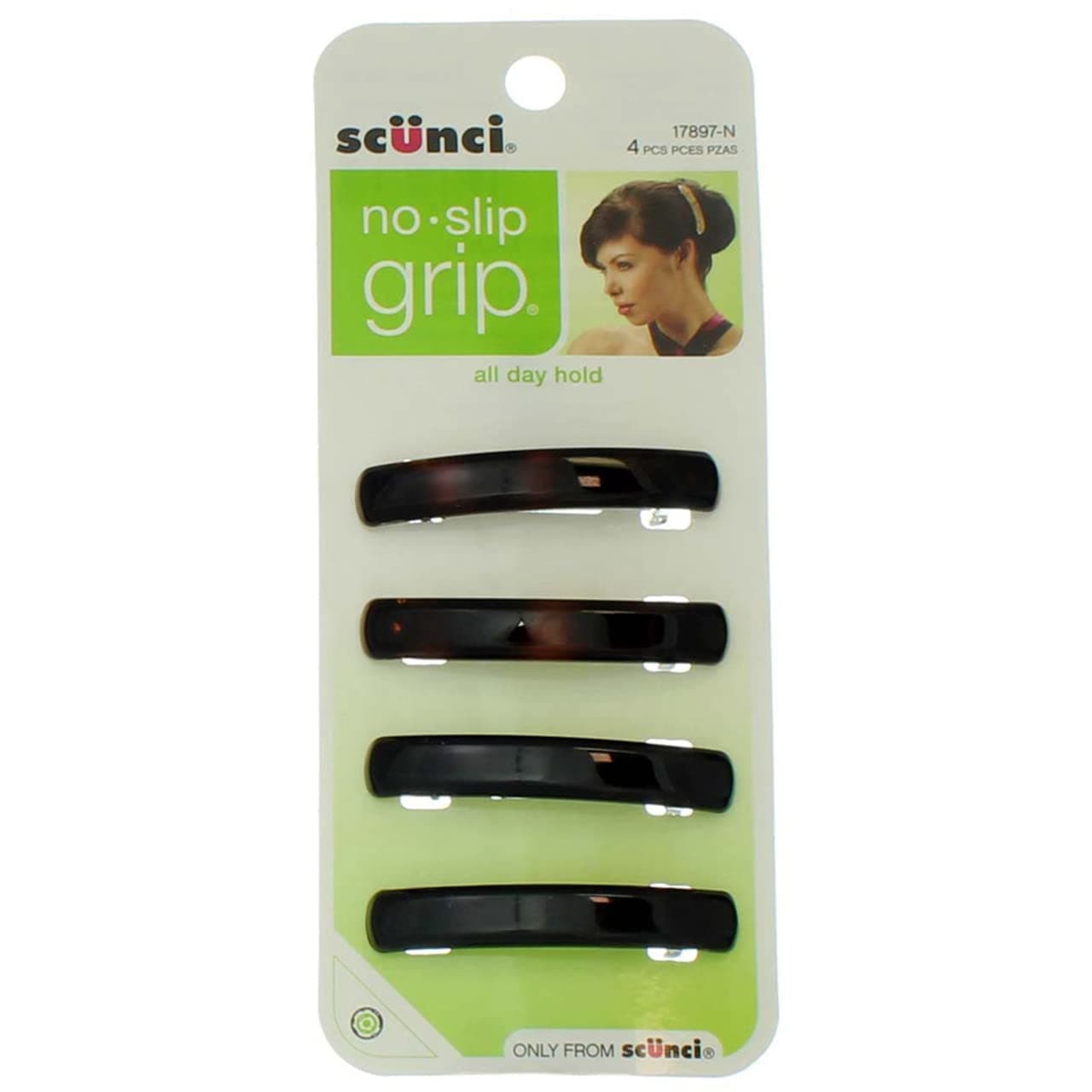 Scunci 4 Pcs Anti Slip Hair Clips with Automatic Clasp