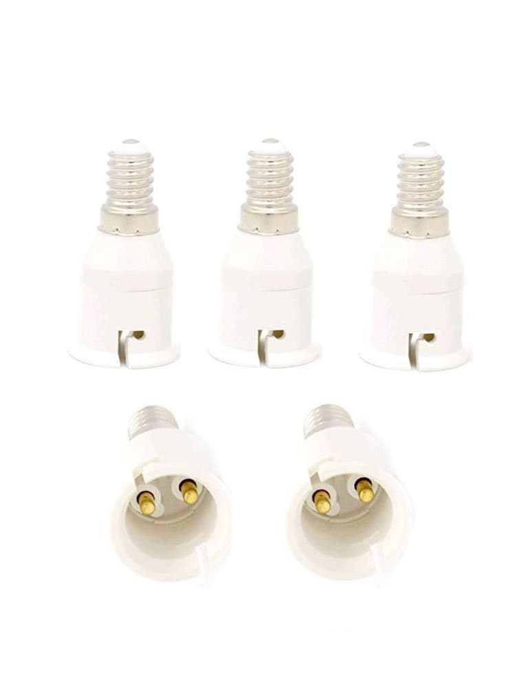 Cozyle E14 to B22 5-Pack Lamp Holder Converter Base Bulb Socket Adapter LED Light ES Edison Screw Adapter Converter White E14->B22