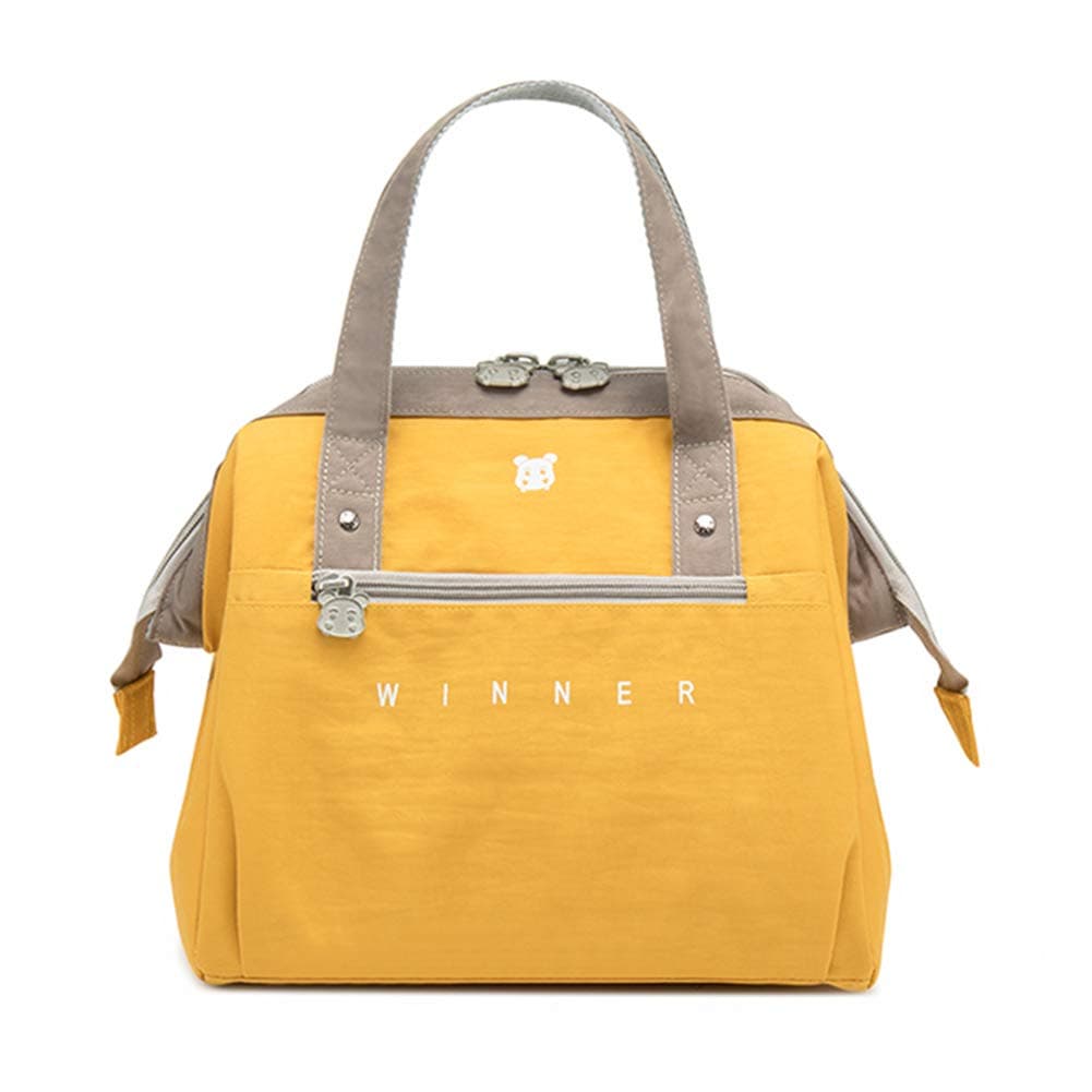 XYBH Insulated Lunch Bag Lunch Box Tote Cooler Bag for Men Women Adults Kids Waterproof Oxford Cloth Picnic Cool Bag 9.8x9.4x7.4(in)(25x24x19cm) Yellow