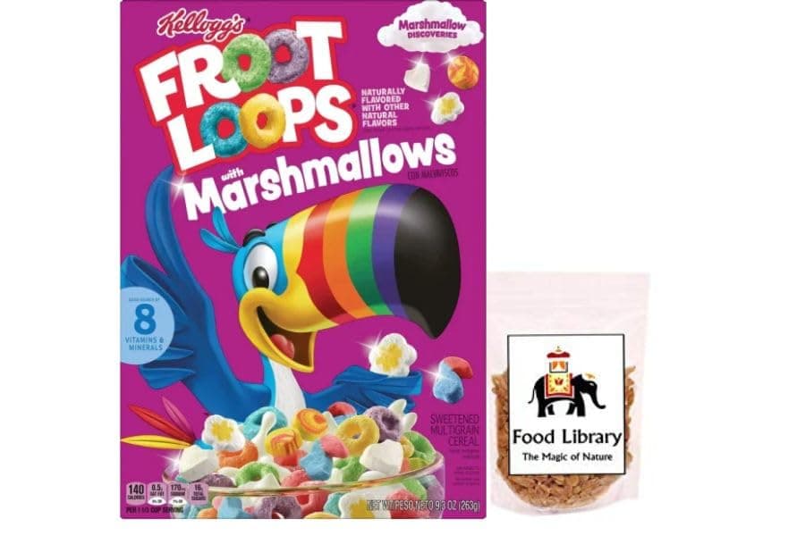 Food Library The Magic of Nature Combo of Kellogg's Fruit Loops with Marshmallows, 263gm with Free Golden Raisins, 100g