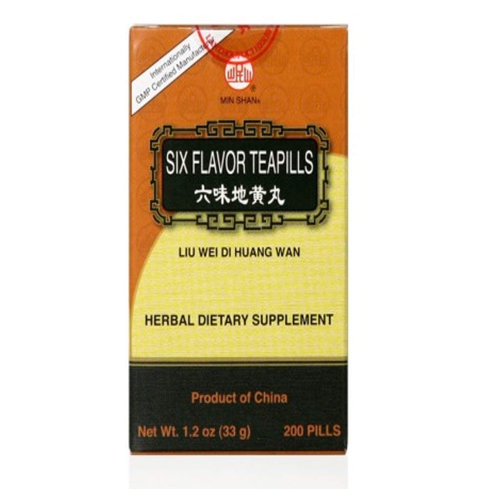 Liu Wei Di Huang Wan (Six Flavor Teapills), 200 ct, Min Shan