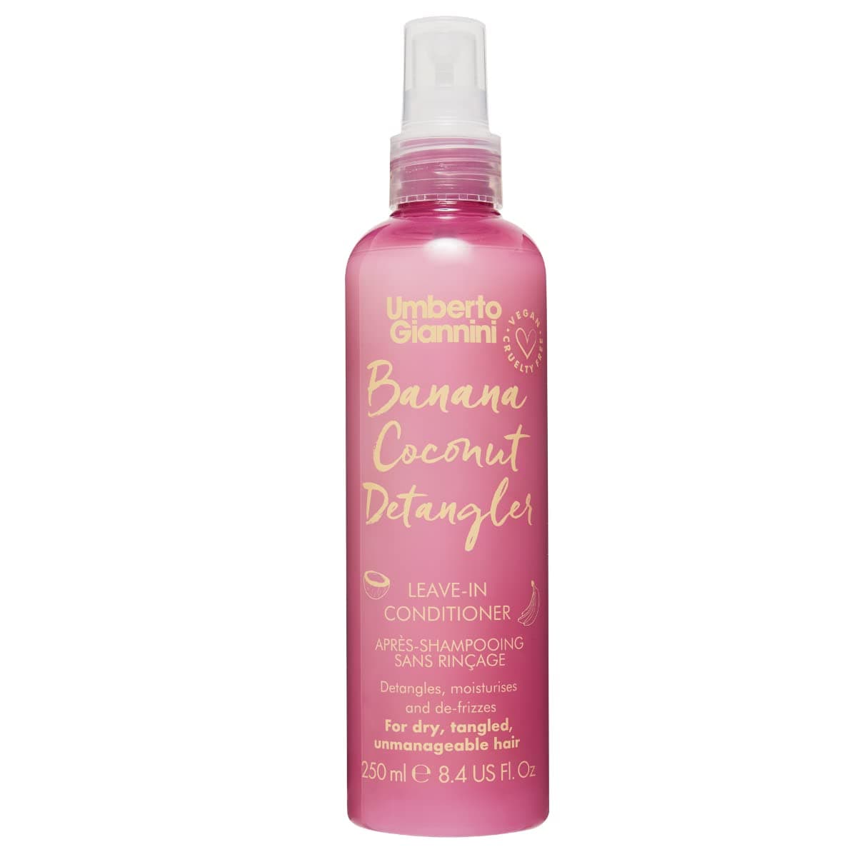 Banana Coconut Detangler 250ml - Lightweight Coconut Oil Leave in Conditioning Spray