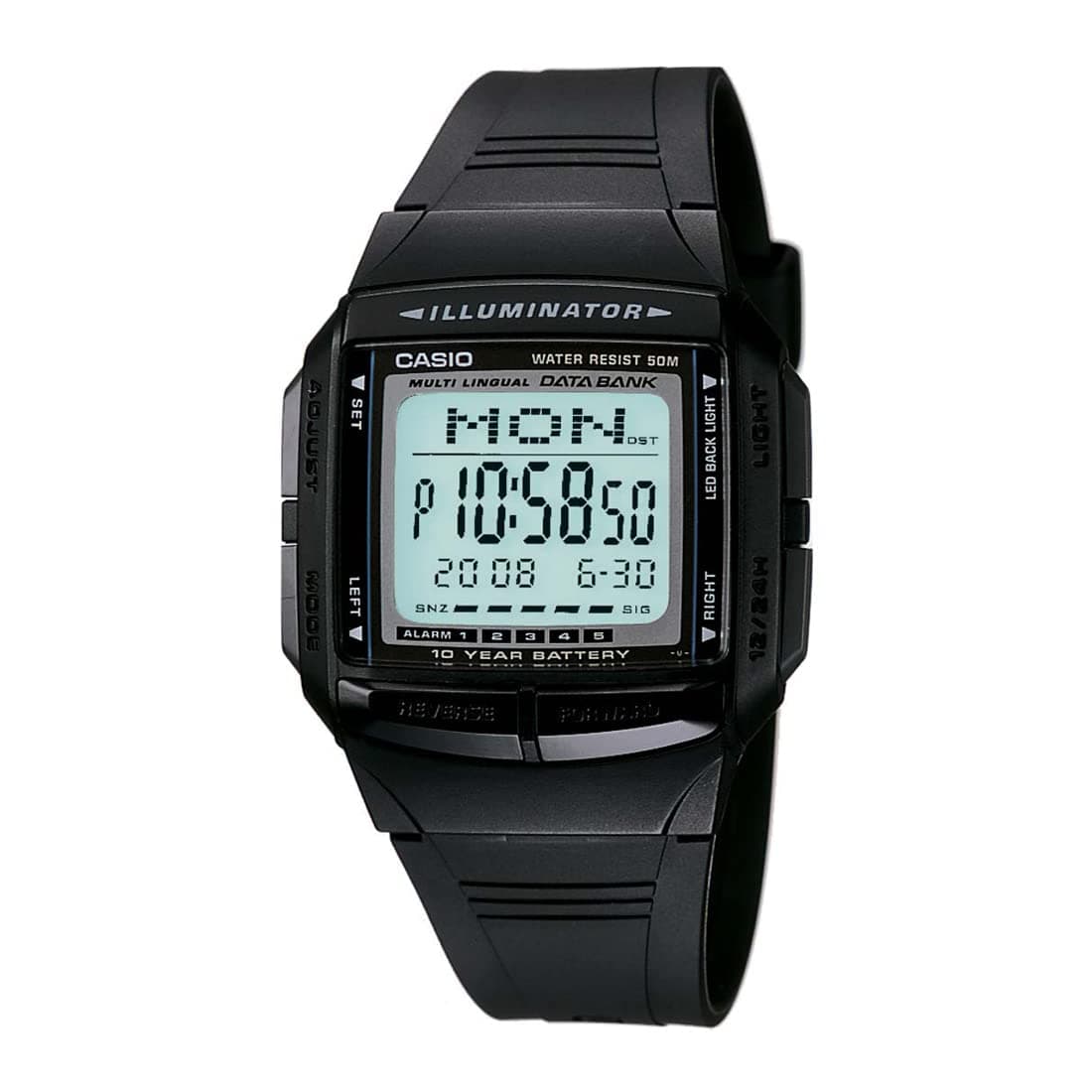 Vintage DB-36-1AVDF Digital Grey Dial Unisex Watch Black Resin Strap (DB23)