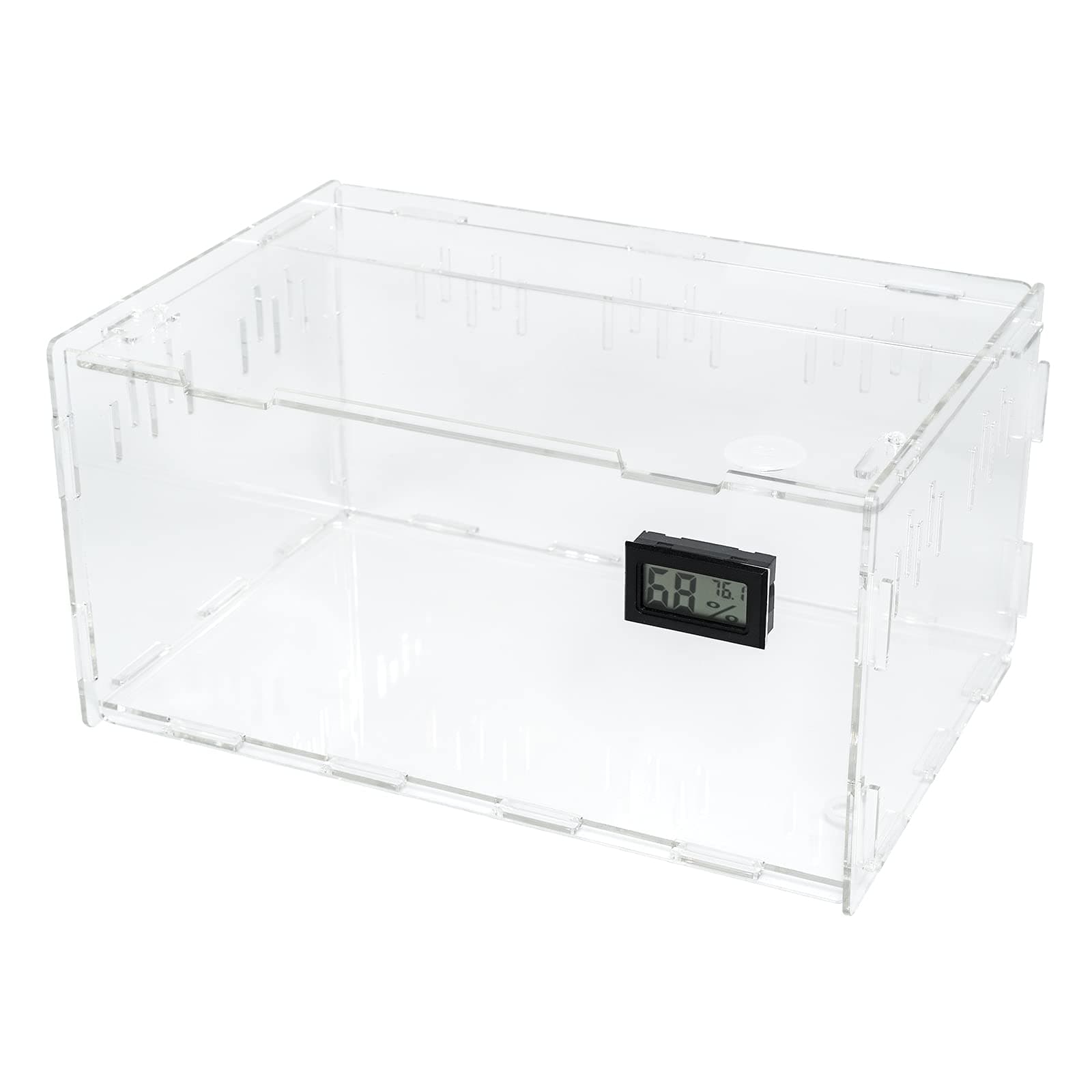 BETAZOOER Reptile Terrarium Aquarium Breeding Tank Acrylic Reptile Feeding Box with Temperature Hygrometer (11''x7.7''x5.9'')