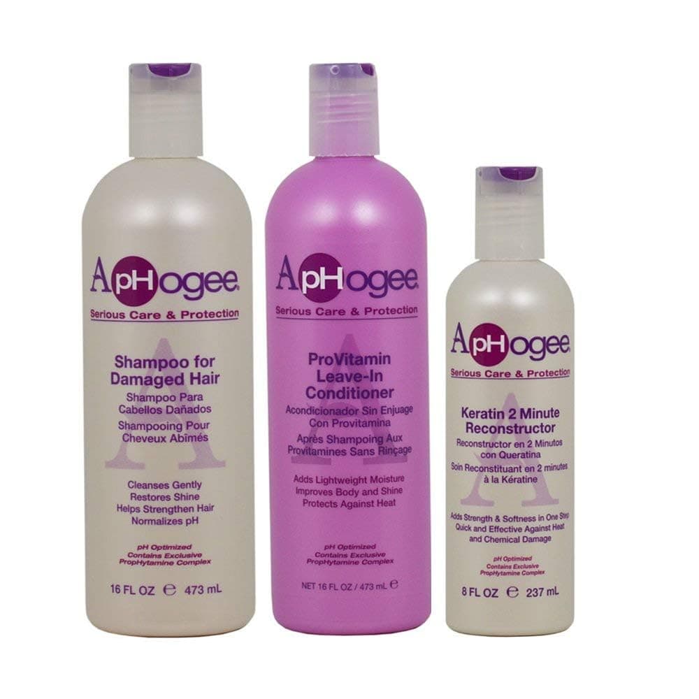 Shampoo for Damaged Hair 16 Fl Oz, ProVitamin Leave-In Conditioner 16 Fl Oz, Keratin 2 Minute Reconstructor 8 Fl Oz Set