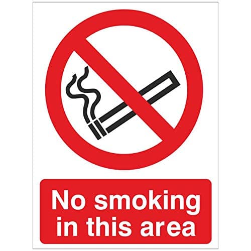 Pack of 5 No Smoking In This Area Signs 150mm x 200mm Rigid Plastic (PRS-03W-RP)