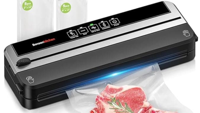 Bonsenkitchen Vacuum Sealer for, Multi-functional & Compact Vacuum Sealer Machine with the Latest Airtight Technology | 10 Pre-cut Bags