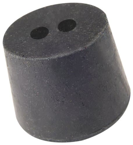 Plasticoid I6--M292 Black Rubber Two-Hole Stopper, 32mm Top Diameter, 26mm Bottom Diameter, 6 Size, 25mm Length