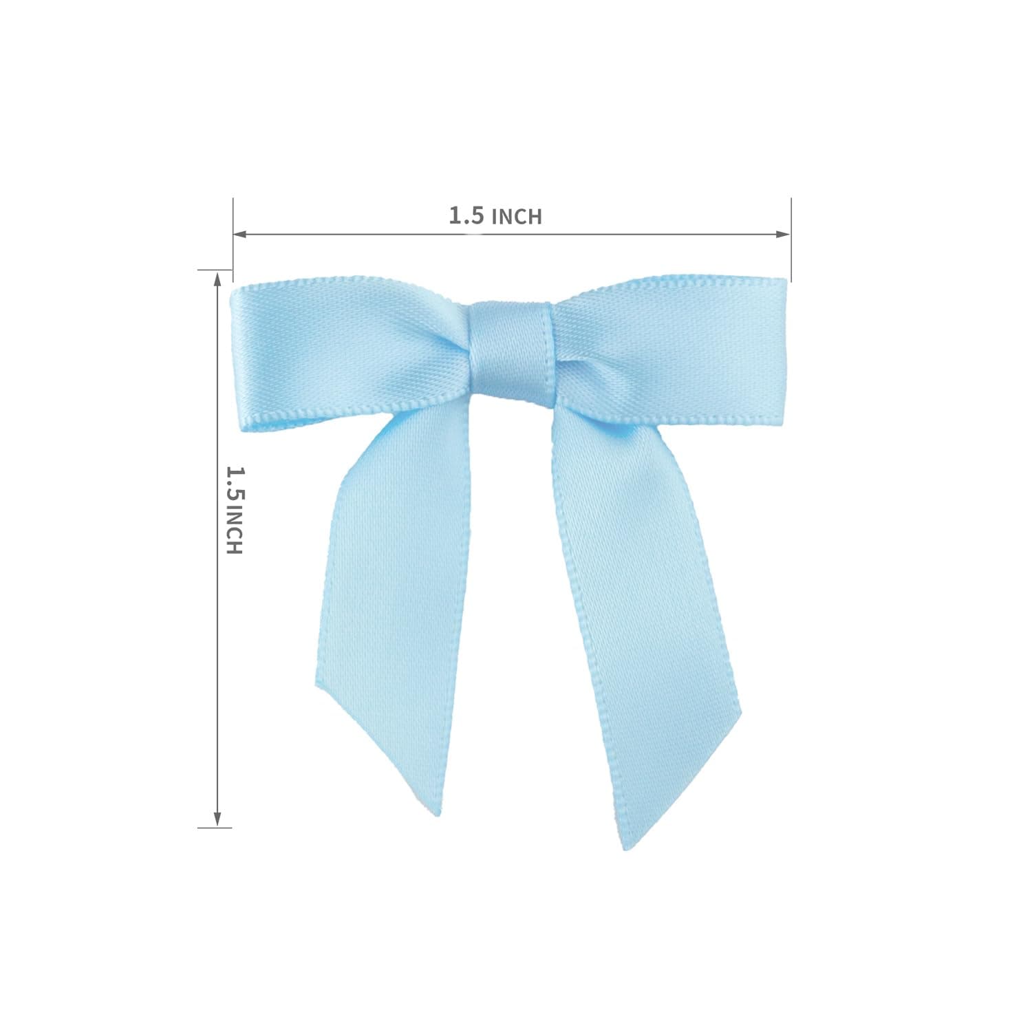 7Rainbows 50pcs Boutique 1.5" Light Blue Satin Ribbon Mini Bows for Craft Sewing Scrapbooking Wedding and Gift Wrapping