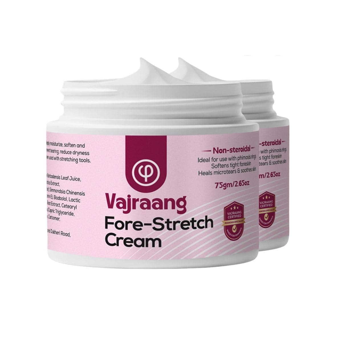 Vajraang Fore-stretch phimosis cream - Phimosis relief - Natural ingredients - Prevents scarring of skin - No Side Effects - 2.65 fl oz