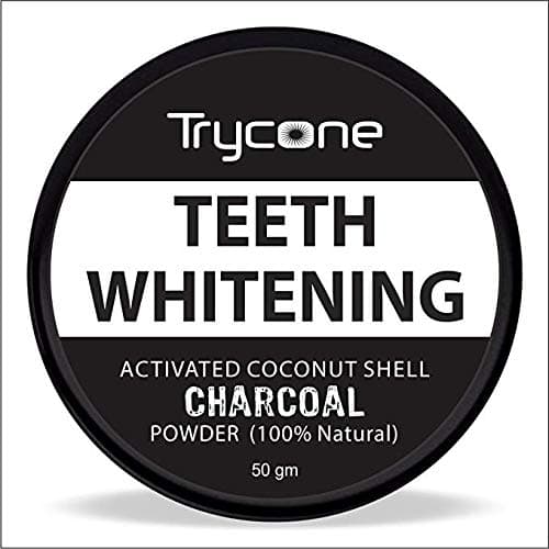 Trycone Coconut Shell Activated Charcoal Instant Teeth Whitening Powder,SLS and Fluoride Free,100% Natural - 50 Gm