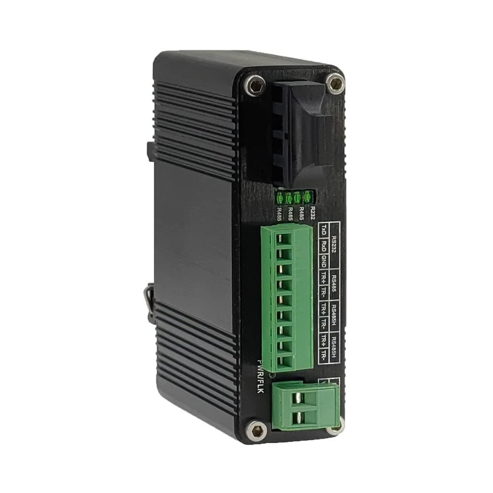 ElenzkIndustrial Serial RS232 RS485 RS422 to Fiber Converter, Bi-directional High Speed, 20km, 1310nm, Black, Din-Rail & Wall Mount