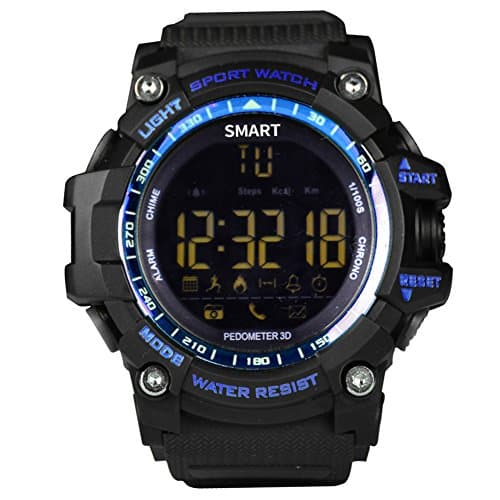 EUTUKEY Smart Watch Men Bluetooth Outdoor Sport Watch Fitness Tracker IP67 Waterproof Remote Camera Smart Band for Android with Android iOS,12 Months Standby Time(Blue)