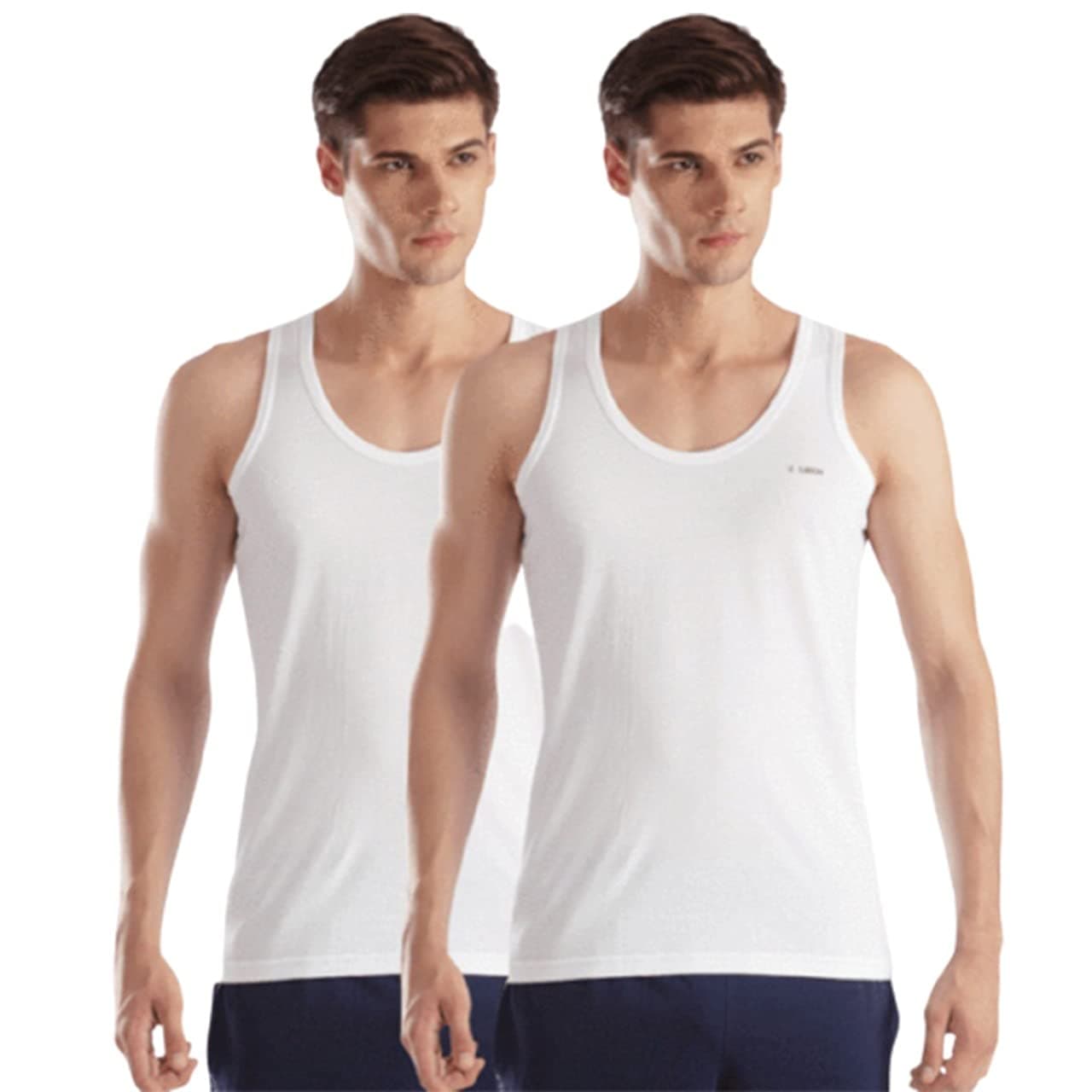 Lavos100% Organic Bamboo Cotton Vest for Men (Pack of 2) Anti Microbial Sleeveless Innerwear Ultra Soft Anti-Odor | White
